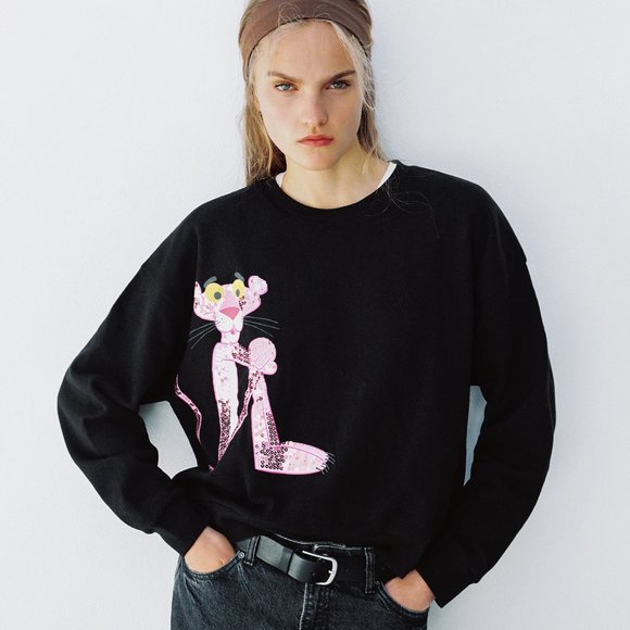 zara pink sweater with fur